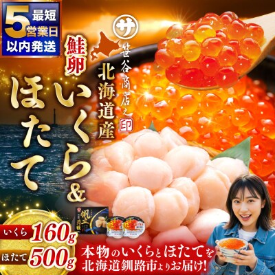 【 5営業日以内発送 】北海道産 いくら80g×2+ほたて500g