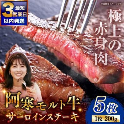 【これぞ北海道産 赤身肉】阿寒モルト牛サーロインステーキB 約200g×5枚