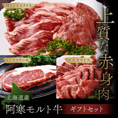 【これぞ北海道産赤身肉】ギフトセット (ステーキ・モモスライス・肩ロース) F4F-2518