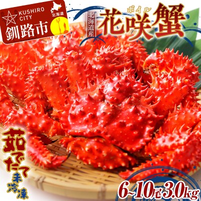 【茹でたて未冷凍】北海道産・ボイル花咲蟹6～10尾で3.0kg前後 花咲蟹 カニ F4F-2876