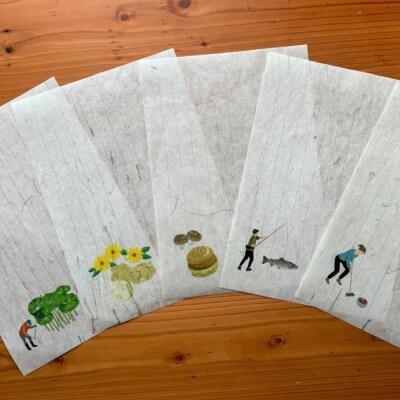 富貴紙 便箋封筒セット(イラスト付便箋5枚、緑封筒5枚) ふるさと納税 雑貨 F4F-3591