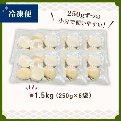 【訳あり】北海道産 ほたて貝柱 250g×6袋 1.5kg ふるさと納税 帆立 F4F-8597