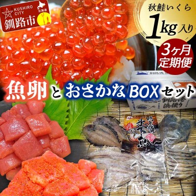 【3か月連続定期便】いくら1kg たらこ切子と明太子切子 おさかなBOX(3) F4F-8735