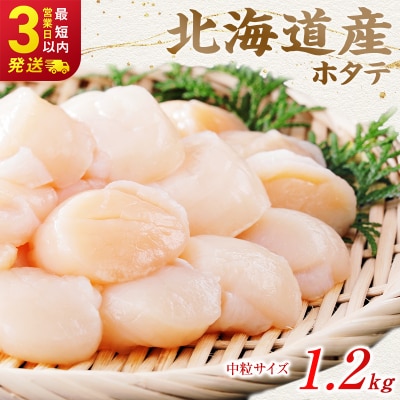 北海道産 ホタテ 中粒サイズ 1.2kg 冷凍 特選 貝柱 貝 帆立 ホタテ