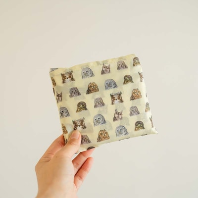 【北海道釧路市】IRBJ ふくろうエコバッグ 大容量&折りたたみ可 フクロウ柄 F5F-0081