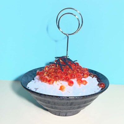 ★ミニイクラ丼のメモスタンド 食品サンプル★北海道釧路市発 ハンドメイド イクラ丼 F5F-0146