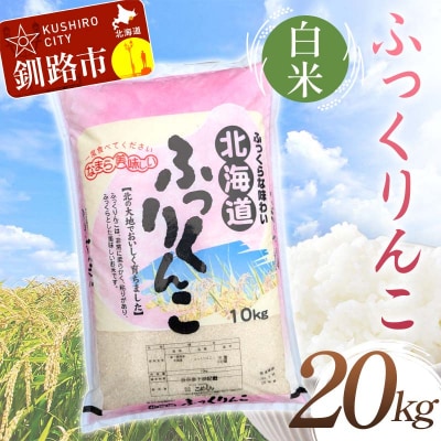 【令和7年度産】ふっくりんこ 20kg 白米 北海道産 米 コメ こめ お米 白米 F5F-0256