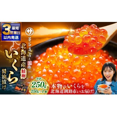 【2026年6月発送】 新物 北海道産いくらしょう油漬250g 笹谷商店