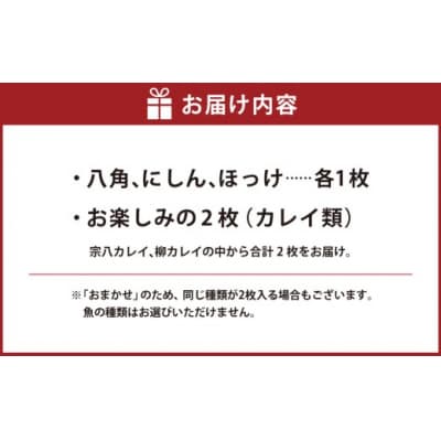 俺の干物セット 北海道人気魚 計5枚 ( 八角 ・ にしん ・ ほっけ ・ カレイ )