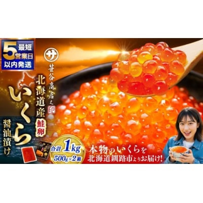 北海道産 いくら 醤油漬け 500g × 2箱 合計1kg マルサ笹谷商店【2026年12月発送】