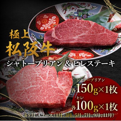 【発送月固定定期便】ヒレ(100g×1枚)シャトーブリアン(150g×1枚)6か月 Aコース全6回