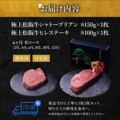 【発送月固定定期便】ヒレ(100g×1枚)シャトーブリアン(150g×1枚)6か月 Bコース全6回