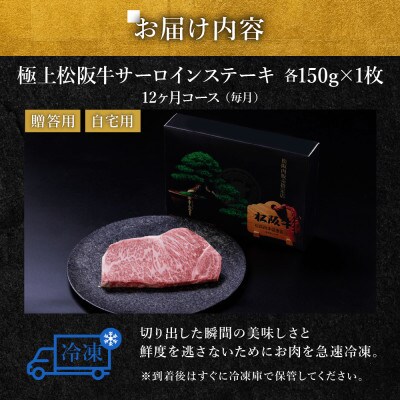 【発送月固定定期便】極上松阪牛サーロインステーキ(150g×1枚)12か月コース全12回