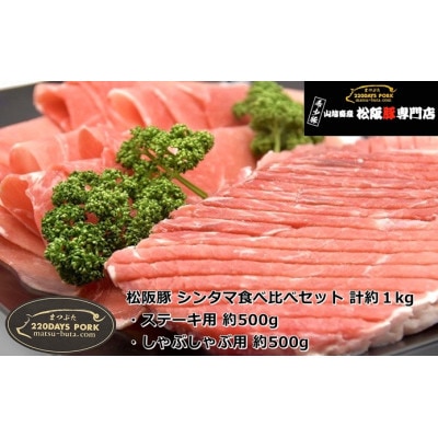 松阪豚 シンタマ食べ比べセット 計約1kg ステーキ用 約500g しゃぶしゃぶ用 約500g