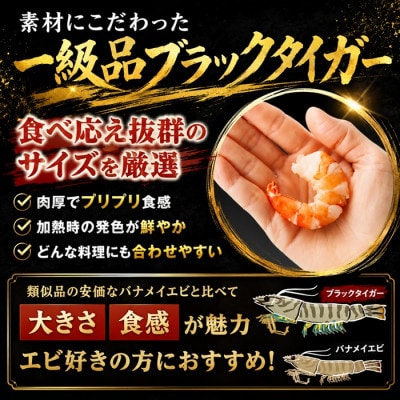 むきえび ブラックタイガー 20-40尾 1kg (解凍時約800g) 背ワタなし
