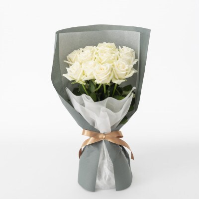 ホシファーム　届いた姿でそのまま飾れるスタンディング薔薇ブーケ　ピュア12本