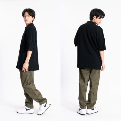 ハーフジップポロシャツ　ブラック　M　FL24SS-003