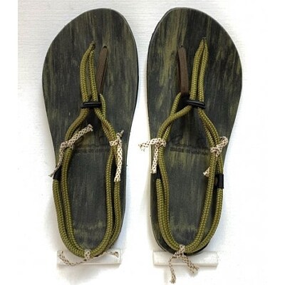 RunSun　Vibram仕様　ヴィブラム　JAPANワラーチ　24.5cm(ブラック/グリーン)