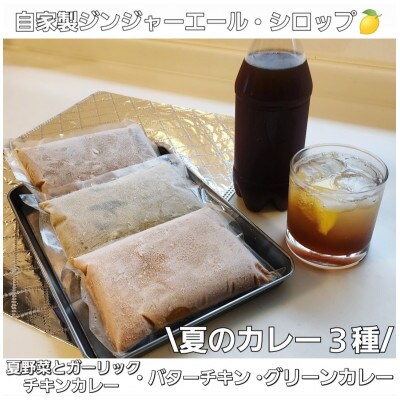 ～季節限定～自家製ジンジャエールシロップと夏のカレー3種セット。