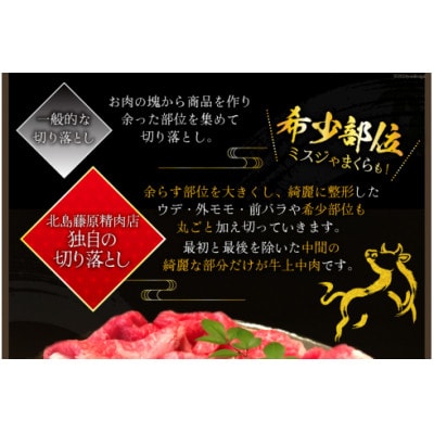 牛肉 訳あり 阿波黒牛 牛上中肉 切り落とし 350g 4p 計1.4kg 北島藤原精肉店 徳島県