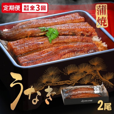 【毎月定期便】うなぎ蒲焼2尾入り(化粧箱入り)　地元老舗うなぎ加工会社より真空でお届け全3回