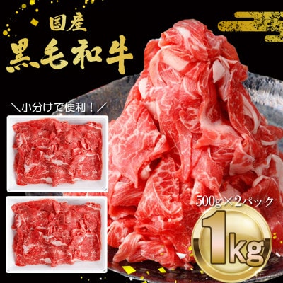 訳あり!長崎黒毛和牛切り落とし 1kg(500g×2パック)