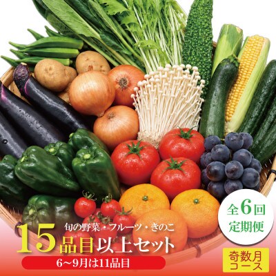 【発送月固定定期便】15品目以上(夏季は11品目以上)豪華!野菜セット フルーツ・キノコ付き全6回