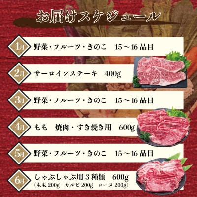 【発送月固定定期便】長崎和牛と旬の野菜・フルーツが楽しめる バラエティ定期便全12回
