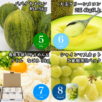 【発送月固定定期便】長崎・南島原グルメ バラエティ定期便 ちゃんぽん 角煮 フルーツ など全12回