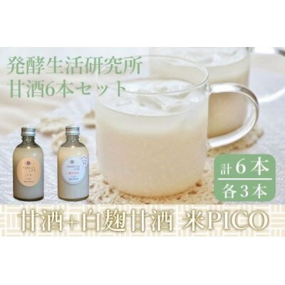 丸本酒造　発酵生活研究所　甘酒6本セット　(甘酒300ml×3本・白麹甘酒300ml×3本)