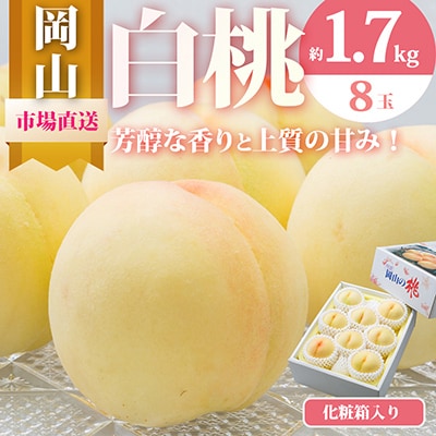 岡山県産　白桃8玉(1.7kg以上)　化粧箱入り