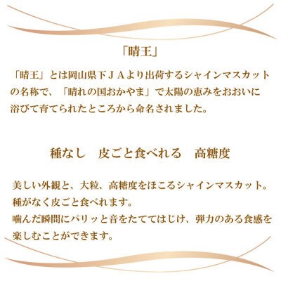 【2025年8月発送】ご家庭用　岡山県産　シャインマスカット　晴王　1.5kg(3～6房)