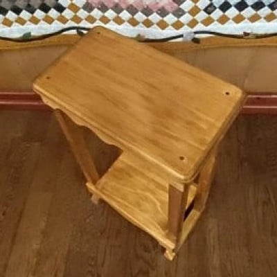 岡山産ひのき使用　カントリー風スリムテーブル　フラワースタンド