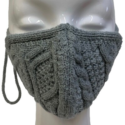 冬用 あたたかいニットマスク1枚 アラン柄 グレー お礼品詳細 ふるさと納税なら さとふる