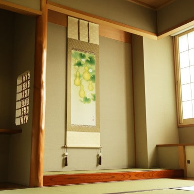 掛け軸「福々六瓢之図」 鈴木優莉 尺五立 サイズ:190×54.5cm 掛け軸 年中掛け 常用