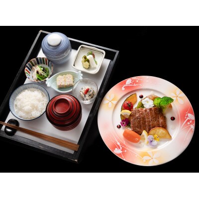 【熨斗付き】【櫓庵治】伊万里牛ステーキランチ膳(2名様)