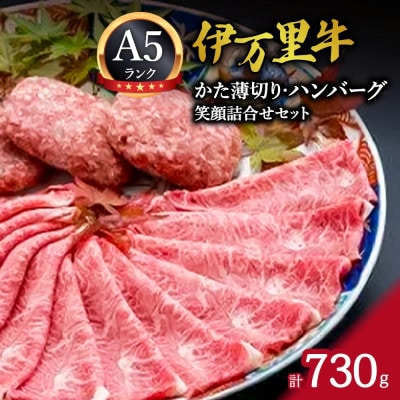 伊万里牛 笑顔詰合せセット かた薄切り400g & ハンバーグ3個 計730g　J212