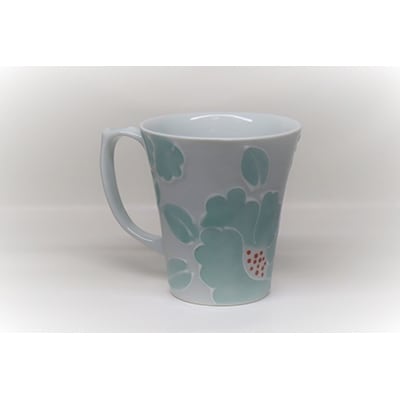 一珍釉彩花文ペアマグカップ