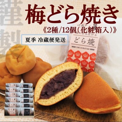 【冷蔵便発送/7～10月随時出荷】梅どら焼き・どら焼き2種/12個(化粧箱入)【伊万里 小嶋や謹製】