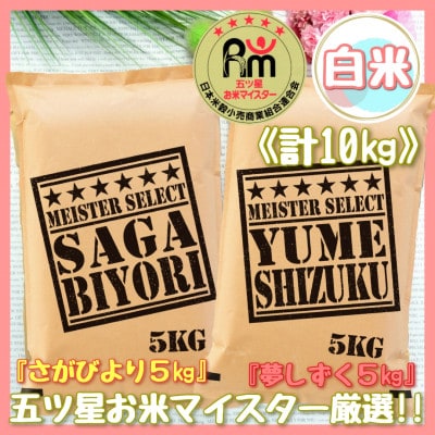 令和6年産『さがびより白米5kg』『夢しずく白米5kg』食べ比べ!!《計10kg》