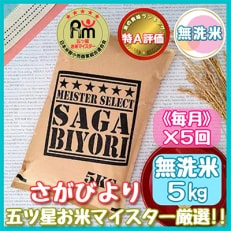 【毎月定期便】13年連続!特A評価【無洗米】さがびより5kg《マイスターセレクト》(伊万里市)全5回