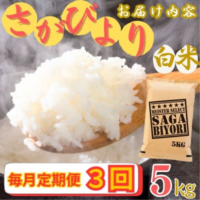 【毎月定期便】さがびより【白米】5kg【特A評価】《マイスターセレクト》(伊万里市)全3回
