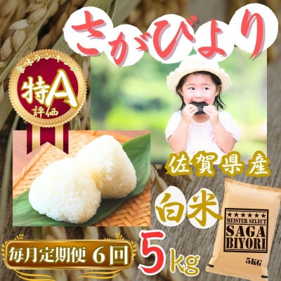 【毎月定期便】さがびより【白米】5kg【特A評価】《マイスターセレクト》(伊万里市)全6回