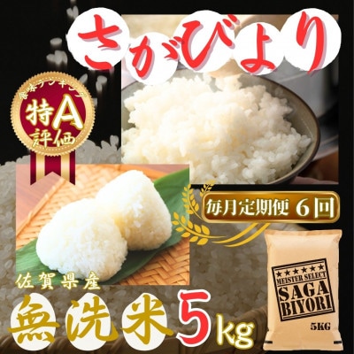 【毎月定期便】【無洗米】さがびより 5kg 《マイスターセレクト》(伊万里市)全6回