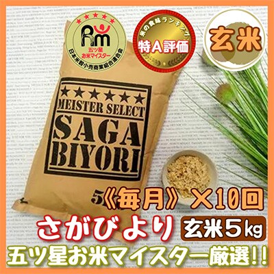 2023年2月発送開始『定期便』玄米 さがびより5kg　全10回