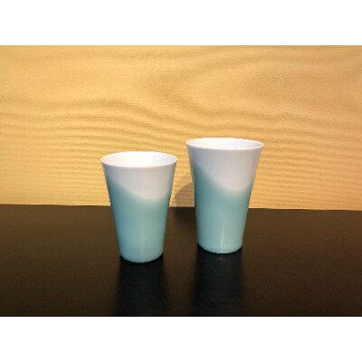 青磁波フリーカップ　大小ペアセット