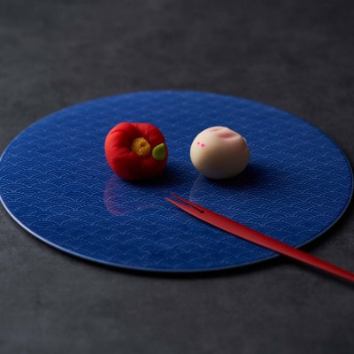 青海波墨弾文 青 φ24.5cm Flat Plate