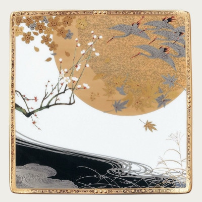 【四季彩舞曲】角大皿付き碗皿6客セット