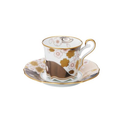 あやみなも コーヒーカップ&ソーサー(桜金銀彩) 4939J/T52506 (伊万里市)
