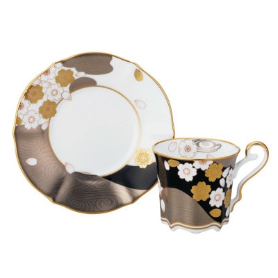 あやみなも コーヒーカップ&ソーサー(夜桜金銀彩) 4939-1J/T52506 (伊万里市)